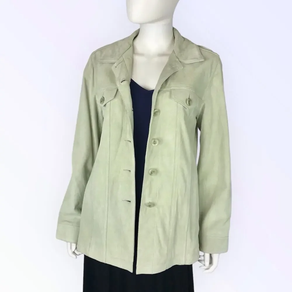 Levi's Strauss Suede Jacket Vintage Light Pastel Green Truckers Coat Medium